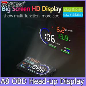 A8 OBD HUD 헤드업 디스플레이 속도계 자동차용 헤드업 디스플레이 RPM 타코미터 과속 경보 기능이 있는 자동 전자 액세서리