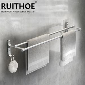 욕실 핸드 타올 랙 수건 홀더 벽 마운트 드릴 마운트 없음 40/50cm 수건 바 알루미늄 더블 바 2 계층
