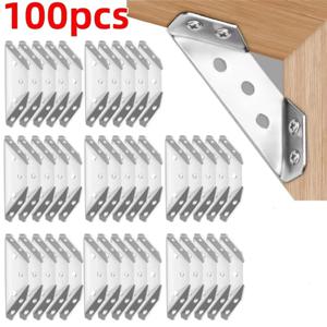 100Pc-12Pc 스테인레스 스틸 앵글 브래킷 범용 가구 직각 고정 브래킷 캐비닛 사다리꼴 레이어 보드 커넥터