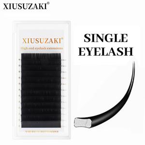 XIUSUZAKI 플랫 타원형 속눈썹 분할 팁 매트 그레이 블랙 컬러 슈퍼 소프트 젠틀 천연 속눈썹 연장 플랫 모양 속눈썹