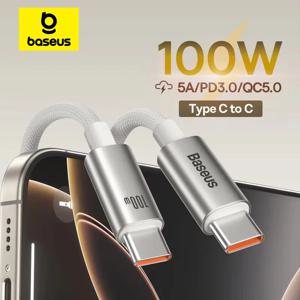 베이스어스 100W USB 케이블 (아이폰 17, 16, 15 Pro Max, 샤오미, 삼성, 맥북, 아이패드 휴대폰용 USB C to C 고속 충전 케이블)