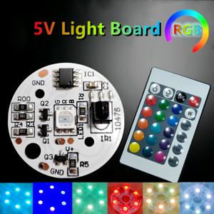 6LED 5V LED 조명 플레이트 4가지 모드 16가지 색상 RGB 램프 보드 2W 다채로운 그라데이션 광원 IR 24키 무선 리모컨 스위치 온/오프