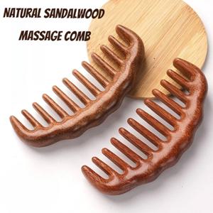 천연 백단 머리 빗 넓은 치아 Detangling 헤어 브러시 여성 나무 Detangle 빗 정전기 방지 두피 마사지 헤어 케어
