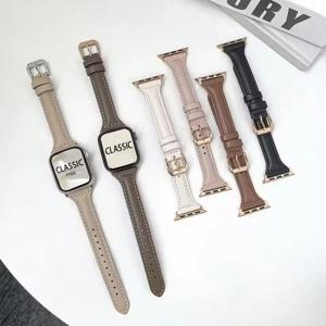 애플워치용 슬림 가죽 스트랩 밴드 44mm 40mm 41mm 42mm 38mm 49mm 46mm 브레이슬릿 애플워치 8 45mm 밴드 울트라 10 9 7 SE 6