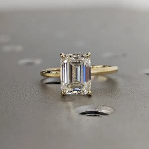 고품질 에메랄드 컷 1ct 2ct 3ct Moissanite 솔리테어 반지 여자를위한 925 스털링 실버 약혼 반지 여자 생일 선물