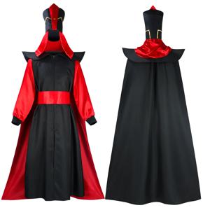 Anime Jafar 코스프레 의상 남성용 모자와 점프 슈트 망토 여성 의상 할로윈 의상 코스프레 역할 놀이 파티 정장 남여