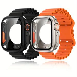 Apple Watch 밴드 용 유리 케이스 + 스트랩 Apple IWatch 시리즈 10 9 8 7 6 54 용 40mm 41mm 44mm 45mm 42mm 46mm 화면 보호기 케이스
