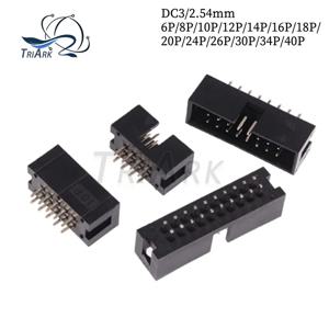 10PCS DC3 2.54mm 피치 스루 홀 6P 8P 10P 14P 18P 20P 24P 30P 40P 50P 핀 PCB 커넥터 이중 행 JTAG 소켓 박스 헤더