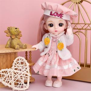 16cm 1/12 귀여운 공주 인형 13관절 BJD DIY 인형 장난감 옷 신발 포함 움직이는 달콤한 얼굴 어린이 여자아이 생일 선물