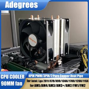2개의 히트파이프 CPU 공랭식 쿨러 PC 프로세서 AM4 쿨러, 인텔 LGA 1155 1200 1700 2011 X79 X99 E5 및 AMD AM3 AM5 지원