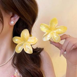 2Pcs 달콤한 대형 머리 발톱 클립 Hairwear 보보 컬러 꽃 아크릴 말꼬리 클립 머리핀 여름 해변 휴가 헤어 액세서리
