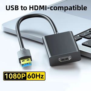 USB 3.0-HDMI 호환 변환기 Windows11/10 MacOS10.15 노트북 PC용 칩 내장 1080P@60Hz 비디오 어댑터 카드