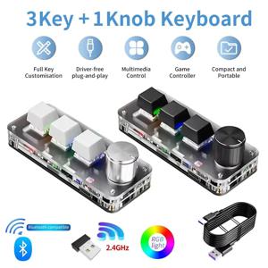 2.4G 3 키 사용자 정의 Bluetooth 키보드 매크로 손잡이 복사 붙여 넣기 단축키 E-스포츠 게임 미니 기계식 핫 플러그 미니 키보드