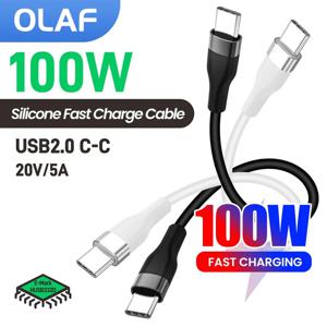 PD 100W 고속 충전 실리콘 유형 C-유형 C 케이블 iPhone 15 16 Samsung Notebook iPad 용 0.25/0.5M 짧은 USB C 데이터 코드