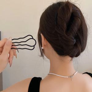 금속 U자형 헤어 포크 빗 심플 뒷머리핀 클립 헤어 사이드 빗 업도 헤어 스틱 헤어 스타일링 도구 장식 Z