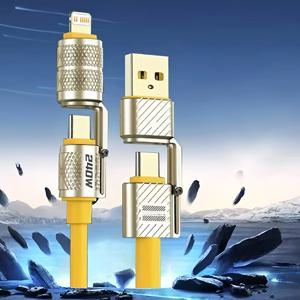 USB-C 멀티 포트 240W 고속 충전기 케이블 iPhone, Android, iPad용 4-in-1 PD 240W 빠른 충전 및 데이터 동기화-범용 고속 코드
