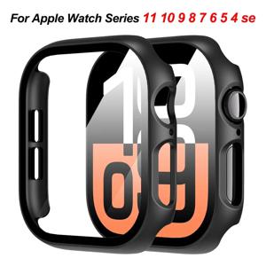 애플워치 11 10 46mm 42mm 9 8 7 PC 범퍼 스크린 보호 케이스 강화유리+커버 iWatch 시리즈 6 5 4SE 44mm 40mm 41 45