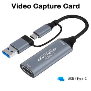 2 in 1 USB 3.0 비디오 캡처 카드 4K HDMI 호환 USB 2.0 타입-C 게임 녹화기 스위치 엑스박스 PS5/4 라이브 방송용