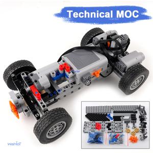 4WD MOC RC 자동차 부품 키트 섀시 전동 세트 4륜 구동 테크니컬 섀시 브릭 IR 리모컨 수신기 (레고 호환)