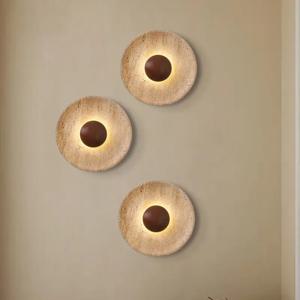 현대적인 천연석 벽 조명, 어두운 나무 25cm 110-220V 분위기 램프, 현관, 식당, 침실, 계단, 복도, 홀용