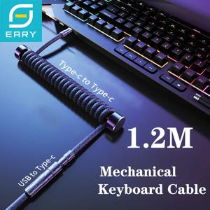 Eary 1.2m 코일형 키보드 케이블 USB to Type-C 분리형 메탈 에비에이터 기계식 게이밍 키보드 액세서리 PC 노트북용