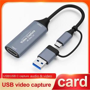 2-in-1 USB 3.0 비디오 캡처 카드, 4K 지원, USB 2.0 및 Type-C 호환, 스위치, Xbox, PS5/4용 게임 녹화 및 라이브 방송에 적합