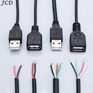 JCD 30cm/1M 전원 공급 케이블 USB 2.0 A 암수 2/4핀 와이어 잭 충전기 충전 코드 연장 커넥터 DIY 5V 라인