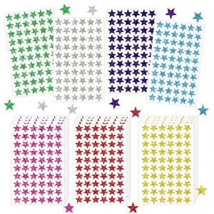 1.4cm 미니 홀로그램 포일 스타 스티커 600-2100Pcs 보상 스티커 학생 행동 차트 플래너 교실 공예 스티커