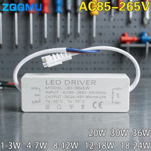 AC 85-265V LED 드라이버 8W 12W 20W 30W 36W 300mA 600mA 900mA 정전류 전원 공급 장치 조명용 절연형 광범위 전압