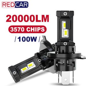 2개입 H7 LED 헤드라이트 전구 캔버스 H4 LED 라이트 전구 자동차용 100W 20000LM CPS LED 헤드램프 터보 팬 포함 6000K 헤드라이트 12V