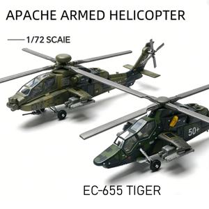 1:72 스케일 군용 헬리콥터 모델 플라스틱 스냅핏 키트 AH-64 아파치 & EC-665 타이거 조립 퍼즐 장난감 수집용 선물 # M