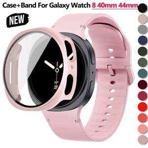 삼성 갤럭시 워치 8용 케이스+유리+밴드 44mm 40mm 스포츠 손목 교체 벨트 코레아 팔찌+갤럭시 워치8 스트랩용 커버