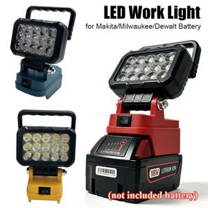 Makita/Milwaukee/Dewalt 18V 리튬 배터리 용 전동 공구 부품 LED 작업 조명 램프 핸드 랜턴 스포트라이트 USB 충전기