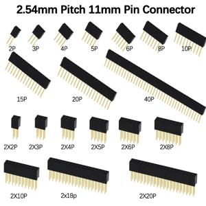 10PCS 2.54mm 피치 스트레이트 핀 헤더 수형 커넥터 1x6/1x8/1x10/1x15/1x20/1x40 2x6/2x8/2x10/2x20 단일/이중 행 PC