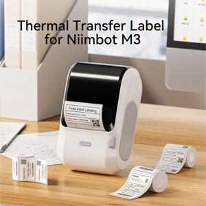 Niimbot M3 열전사 라벨 프린터용 1롤 컬러 리본 화이트/브러시드 실버 대형 M3 라벨 홈 오피스 소매점