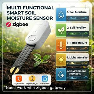 Zigbee 스마트 토양 센서 수분 습도 온도 빛 비옥도 감지기 Tuya Smart Life 홈 어시스턴트 Zigbee2MQTT