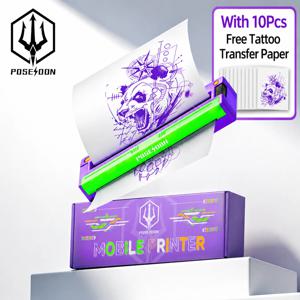 POSEIDON 문신 전사 기계 10Pcs 무료 문신 전사 용지 TR052 고품질 문신 스텐실 프린터 전사 기계