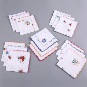 12Pcs 순수 코튼 얇은 손수건 레트로 향수를 불러일으키는 손수건 부드러운 땀 흡수 타월 휴대용 일상 운반 포켓 스퀘어