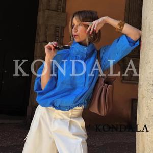KONDALA 스트리트 스타일 스탠드업 칼라 자켓 여성용 미니멀리스트 캐주얼 지퍼 자켓 새로운 2026 봄 여름 유행 여성 자켓