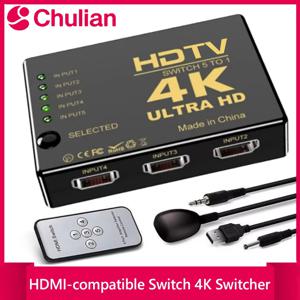 5입력 1출력 HDMI 호환 4K 비디오 스위처 (IR 리모컨 포함) Xbox, PS4, DVD, HDTV, PC, 노트북, TV용 HDTV 스위치