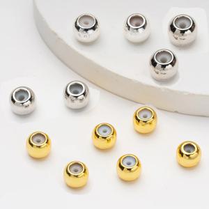 20개 3/4/5/6mm 18K 금 스토퍼 실리콘 슬라이더 황동 비즈 DIY 쥬얼리 팔찌 목걸이 제작용 조절 가능한 위치 고정