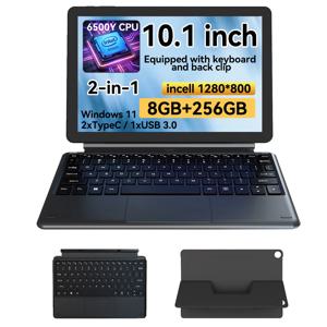 2-in-1 10.1인치 태블릿 노트북 인텔 펜티엄 6500Y 8GB RAM 256GB+SSD 1280*800 해상도 350Nits 밝기 윈도우11 Type-C USB3.0 micro HDMI Wifi5 BNCF W1001