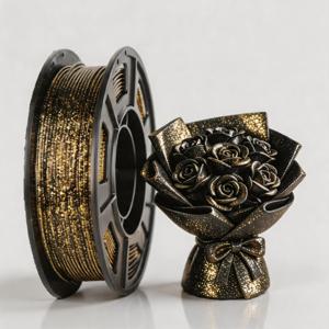 3D 프린터 필라멘트 갤럭시 글리터 PLA 필라멘트 1.75mm 3D 프린팅 필라멘트, 발렌타인데이 선물, 블랙 글리터 골드, 250g, 스풀