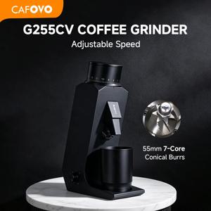 CAFOVO G255CV 싱글 도즈 커피 그라인더 55mm 원뿔형 7코어 버 그라인더, 에스프레소 및 푸어오버 커피용, 속도 범위 100~400 RPM