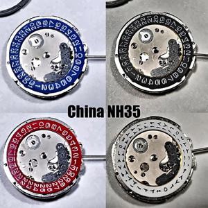 중국 nh35 무브먼트 시계 무브먼트 3시 방향 블랙/화이트 캘린더 교체용 일본 nh35 기계식 무브먼트 시계 부품