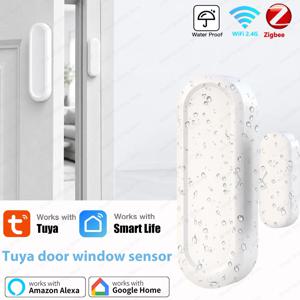 IP65 Tuya Zigbee WiFi 도어 윈도우 자기 센서 무선 연결 스마트 홈 보호 방수 도어 감지기 자동화