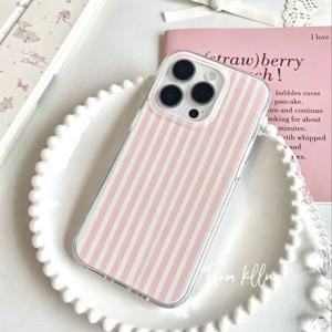 컬러풀 스트라이프 블루 핑크 Y2K 폰 케이스 (아이폰 17, 16, 15, 14, 13, 12, 11 Pro, XR, XS, X Max, 7, 8 Plus, MINI Y2K 커버)