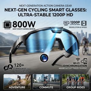 4K HD 흔들림 방지 카메라와 3D 스테레오 스피커가 탑재된 스마트 안경, 편광 UV400 스포츠 선글라스, 블루투스 AI 야외 비디오 POV