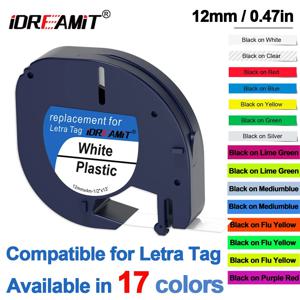 1개 12mm 흰색 바탕에 검정색 라벨 테이프 DYMO LetraTag 라벨 테이프 91330, 91331, 91332, 91333, 91334, 91335와 호환 가능