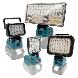 마키타 18V 리튬 이온 배터리용 2개의 USB 충전 포트가 있는 LED 작업등 스포트라이트, 캠핑 야외용 전기 토치 라이트